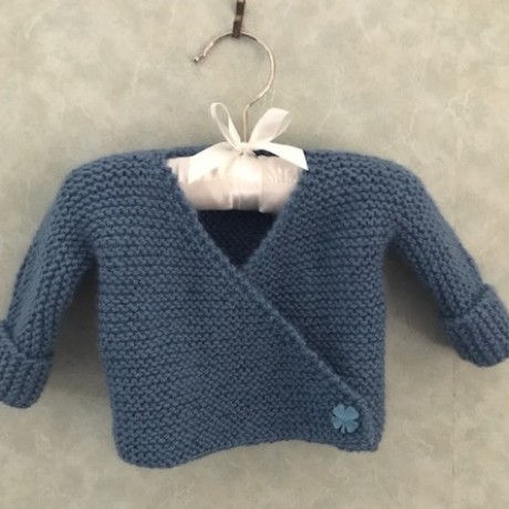 Alpaca Cross Over Cardigan - Dusky Blue image