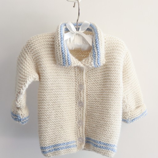 Plain Jacket with Collar and Blue Trim image