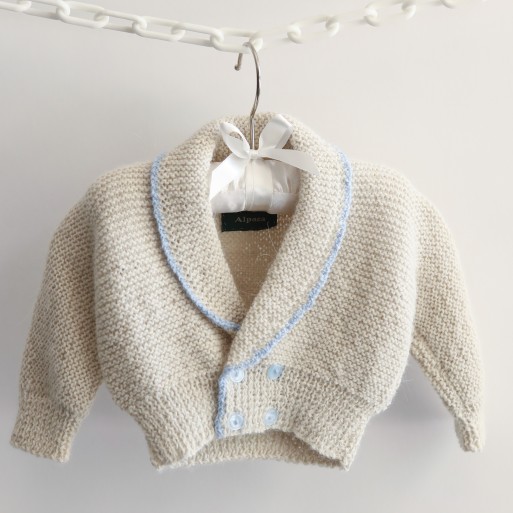 Roll Neck Cardigan with Blue Trim image