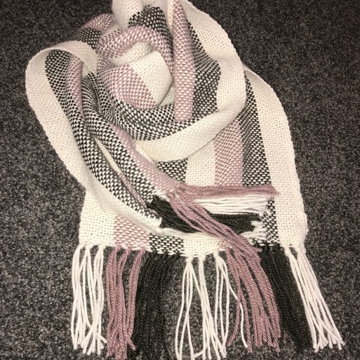 Woven 100% Alpaca Scarf - Slate/Rose//Natural image